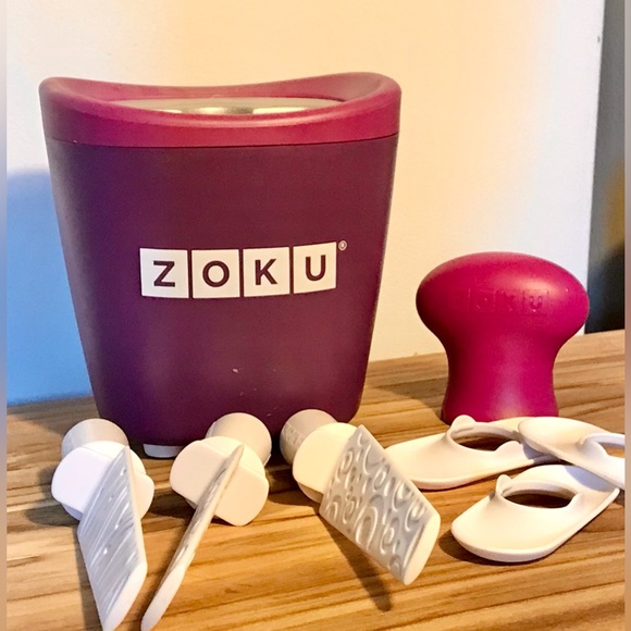 ZOKU Purple Single Ice Pop Maker Fast Making Freezer Use Complete Set 3 Tool - Picture 2 of 14
